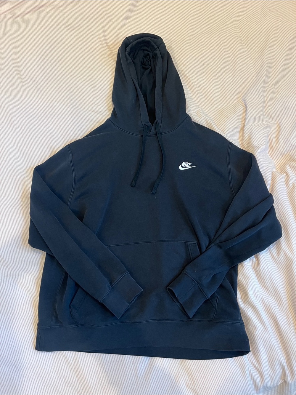 Nike Navy Black Pullover Hoodie with White Swoosh